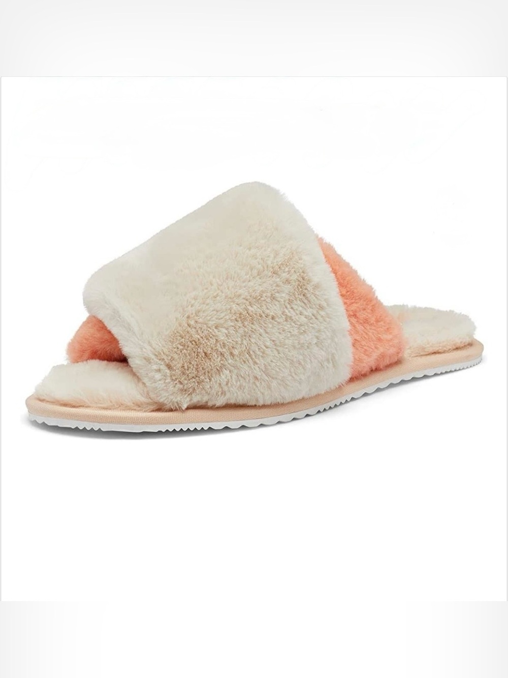 Sorel Plush Crossover Slide Slipper in Cream and Peach